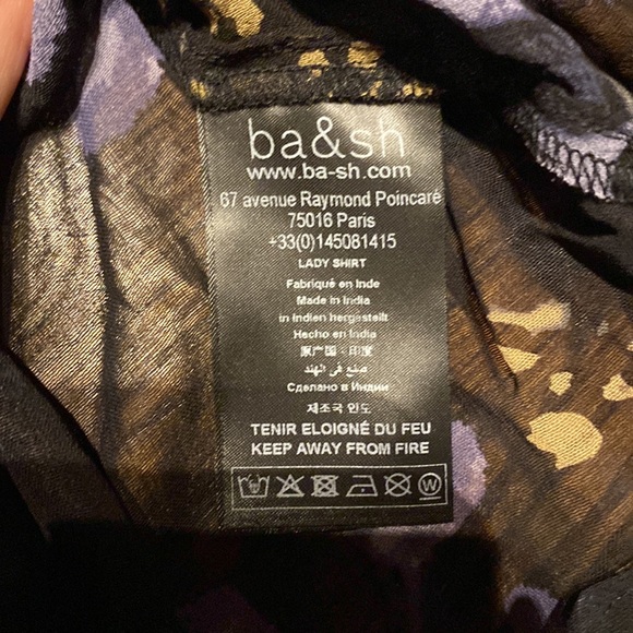 ba&sh black sheer and lace top with purple floral print - Picture 9 of 13